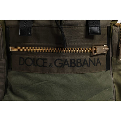 Dolce & Gabbana Green Patchwork Travel Backpack Military Bag