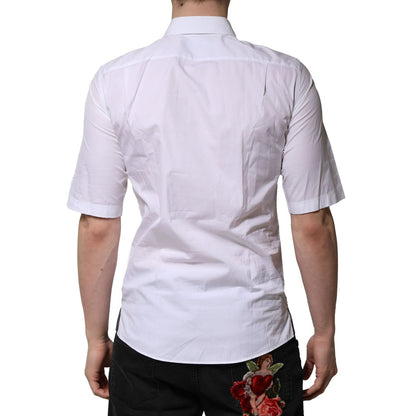 Dolce & Gabbana White Cotton Short Sleeves Men Formal Shirt