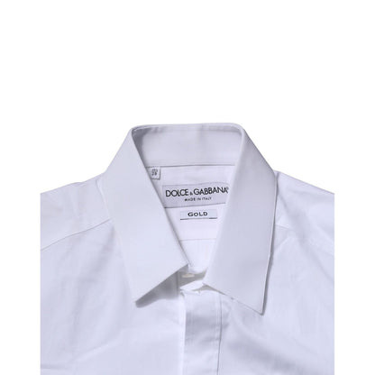 Dolce & Gabbana White Cotton GOLD Long Sleeves Formal Shirt