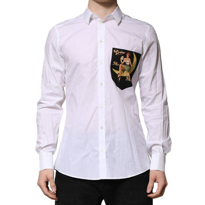 Dolce & Gabbana White Cotton MARTINI Long Sleeve Formal Shirt