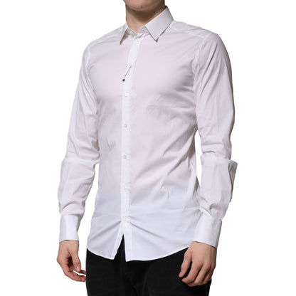 Dolce & Gabbana White Cotton GOLD Long Sleeves Formal Shirt