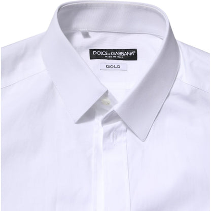 Dolce & Gabbana White Cotton GOLD Long Sleeves Formal Shirt