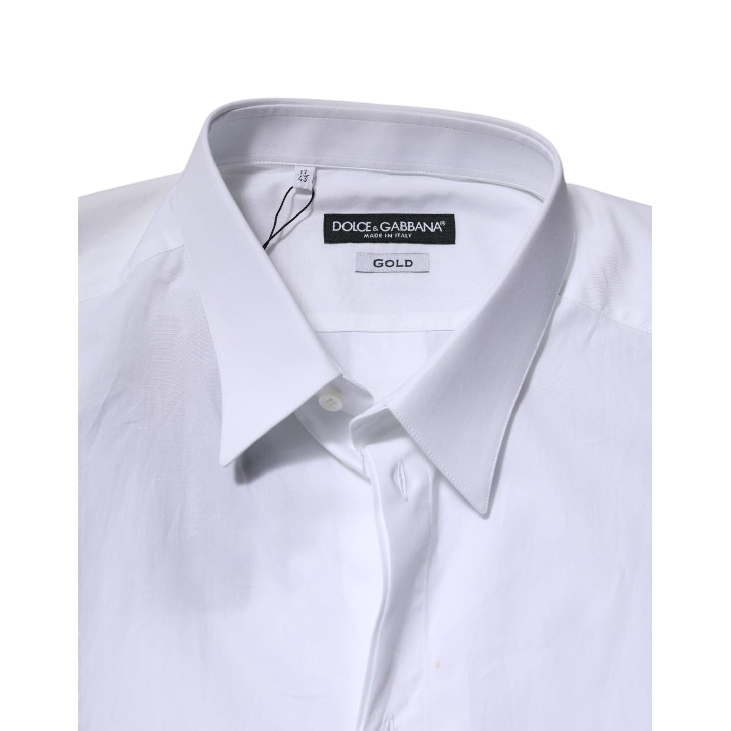 Dolce & Gabbana White Cotton GOLD Long Sleeves Formal Shirt