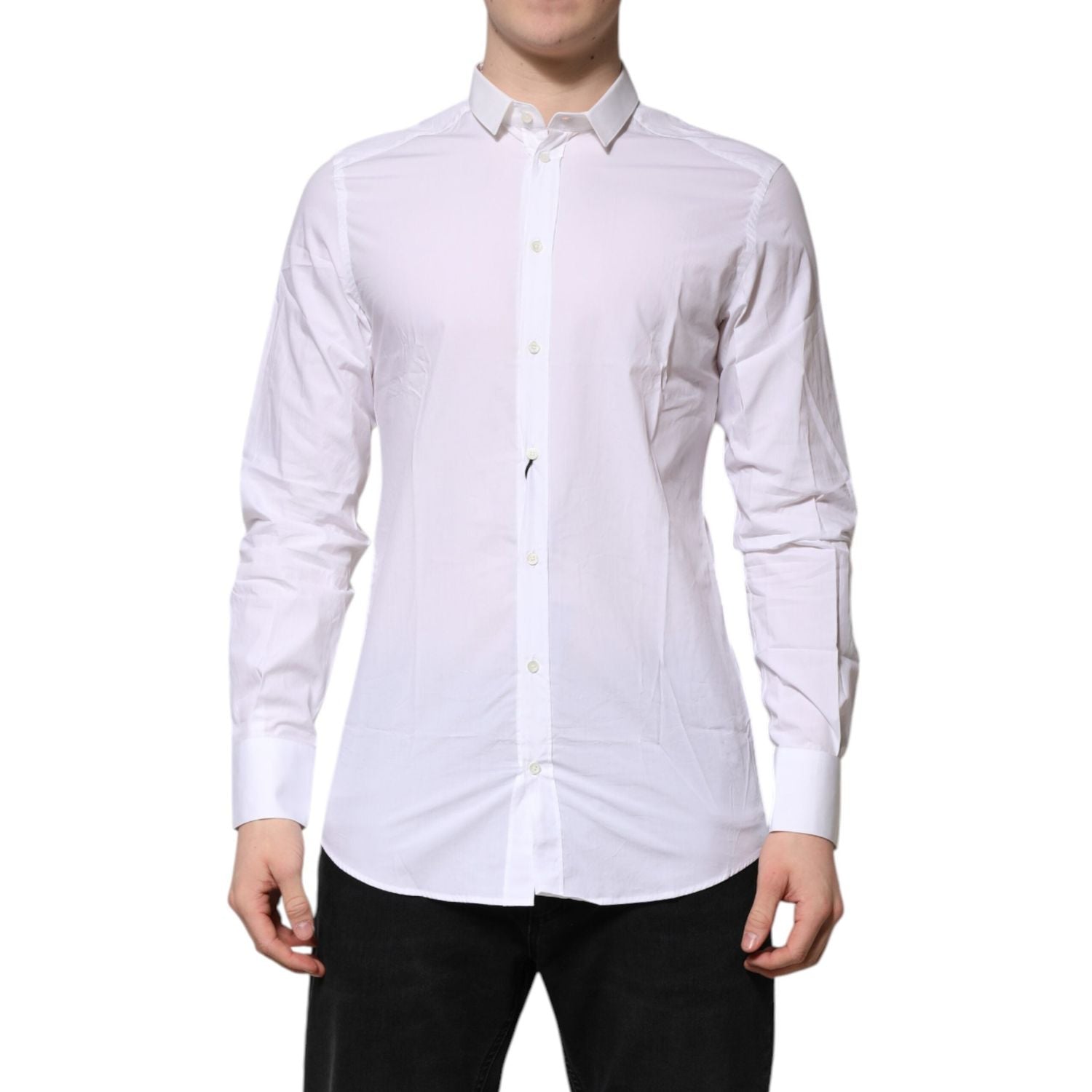 Dolce & Gabbana White Cotton GOLD Long Sleeves Formal Shirt