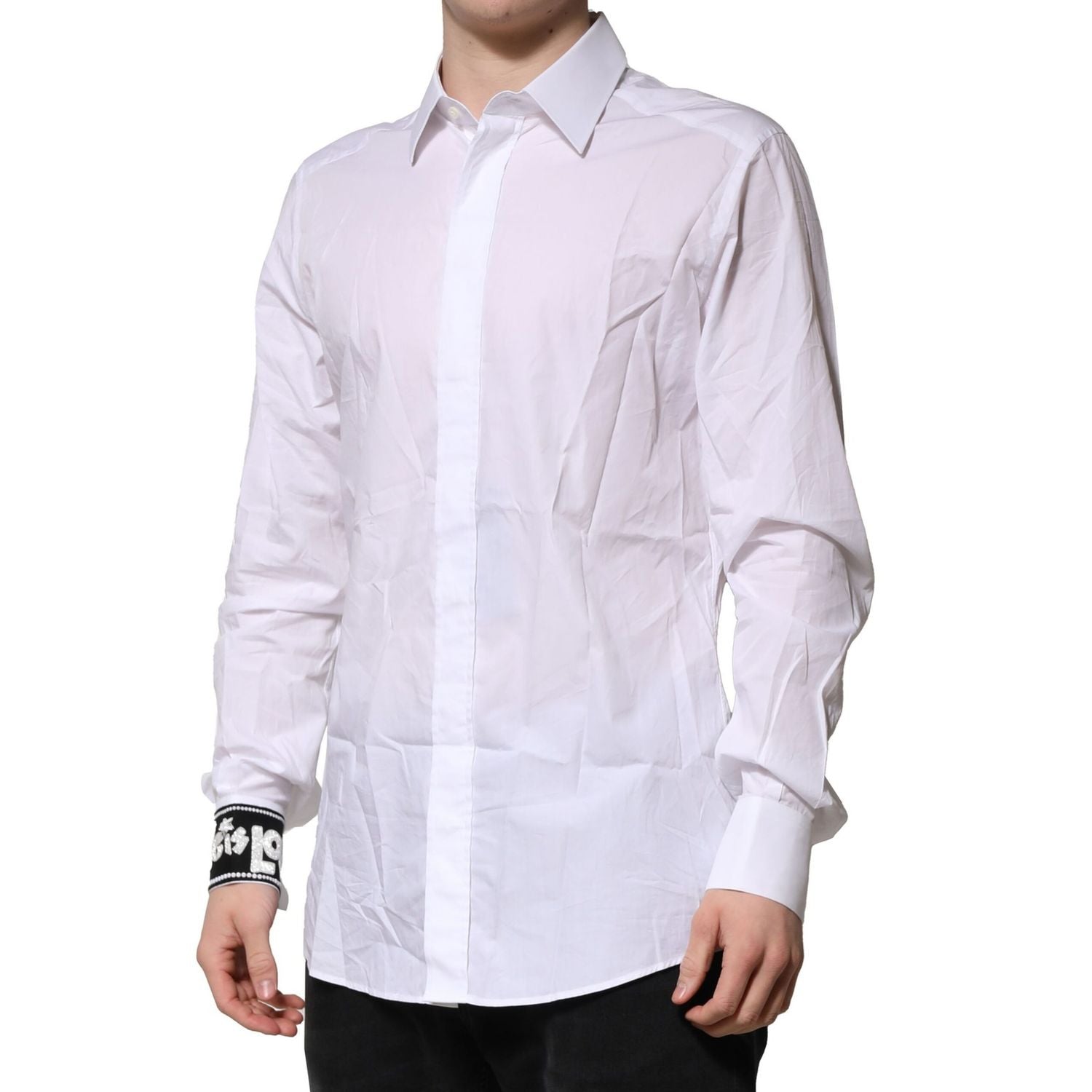 Dolce & Gabbana White Cotton GOLD Long Sleeves Formal Shirt