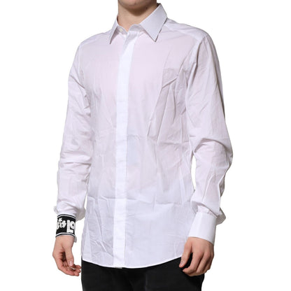 Dolce & Gabbana White Cotton GOLD Long Sleeves Formal Shirt