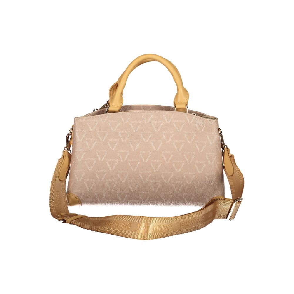 Mario Valentino Beige Polyethylene Handbag with handles and straps, featuring external pockets and contrasting details, logo visible.
