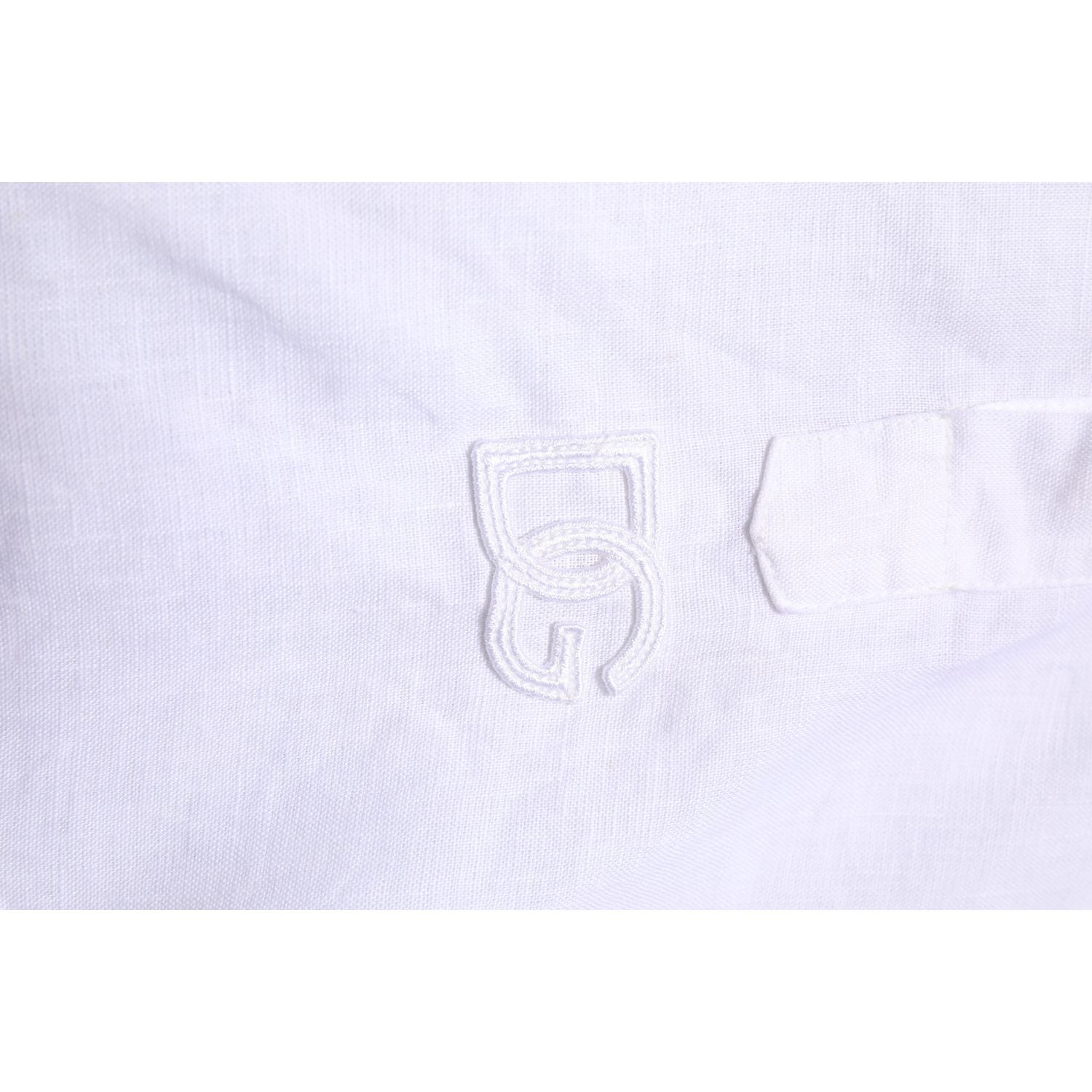 Dolce & Gabbana White Linen Long Sleeves Casual Men Shirt