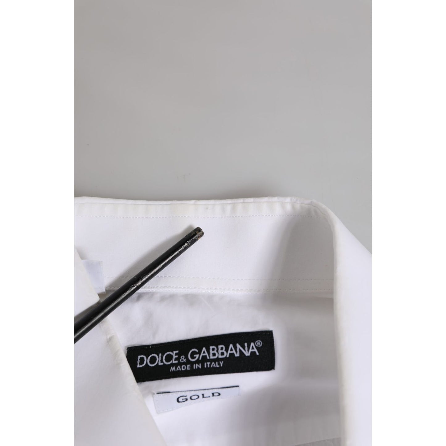 Dolce & Gabbana White GOLD Cotton Men Dress Formal Shirt