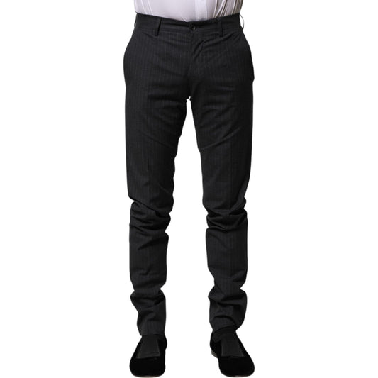 Dolce & Gabbana Gray Striped Cotton Formal Pants 1728,67345645728,Clothing,Dolce & Gabbana,Gray,IT44 | XS,Jeans & Pants - Men - Clothing,Material: 96% Cotton 3% Polyester 1% Elastane,Men,Men - Clothing,New with tags Dolce & Gabbana PAN75780-44