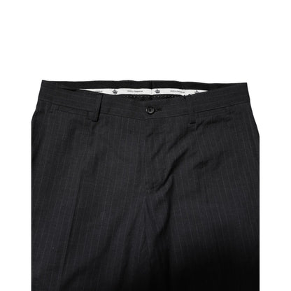 Dolce & Gabbana Gray Striped Cotton Formal Pants