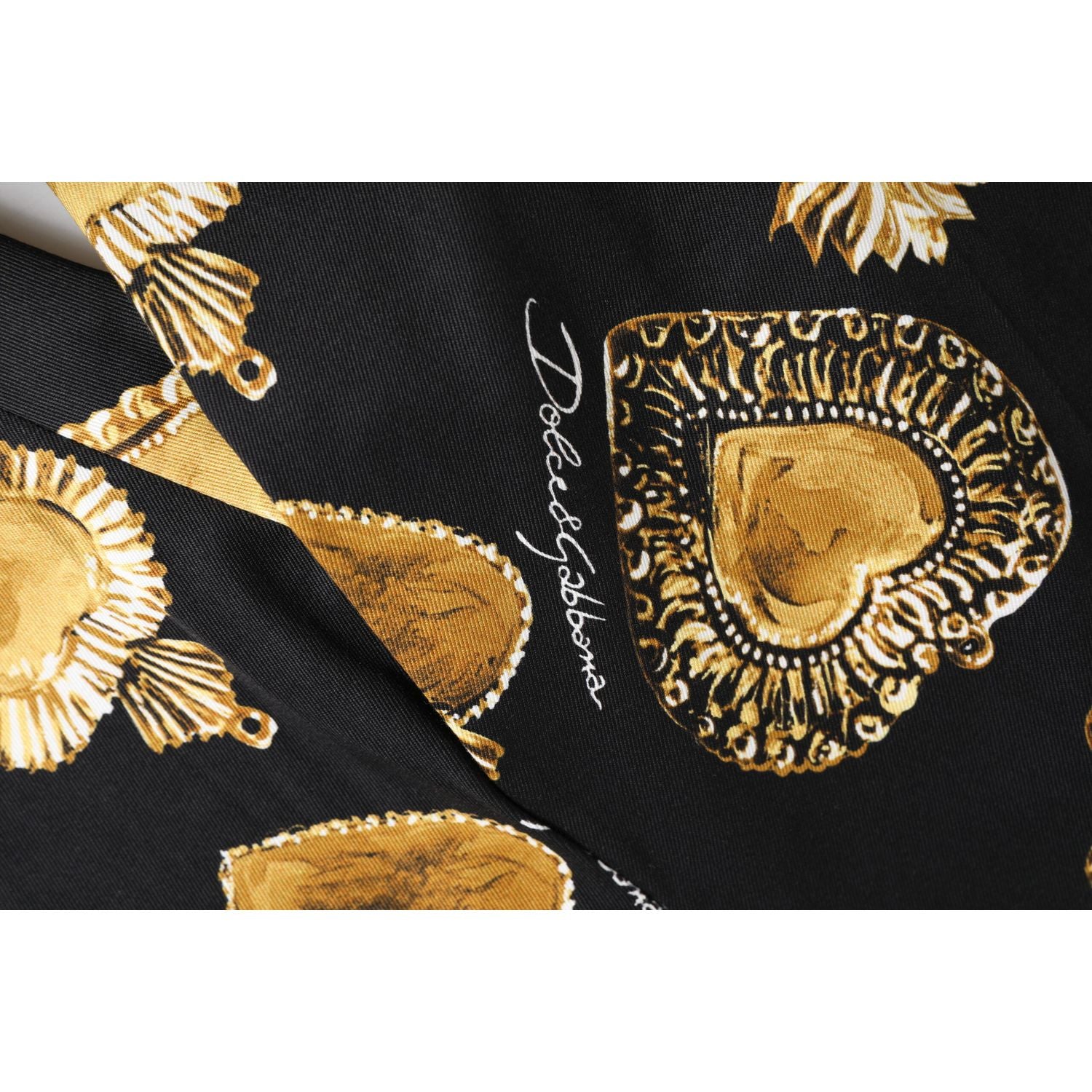 Dolce & Gabbana Black Gold Sacred Heart Print Pants