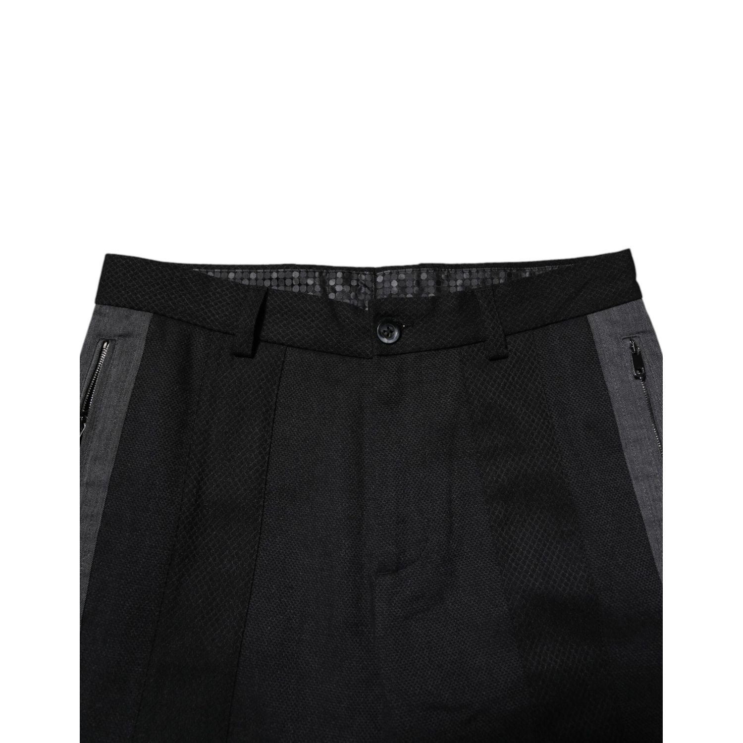 Dolce & Gabbana Black Gray Fantasy Cotton Formal Slim Pants