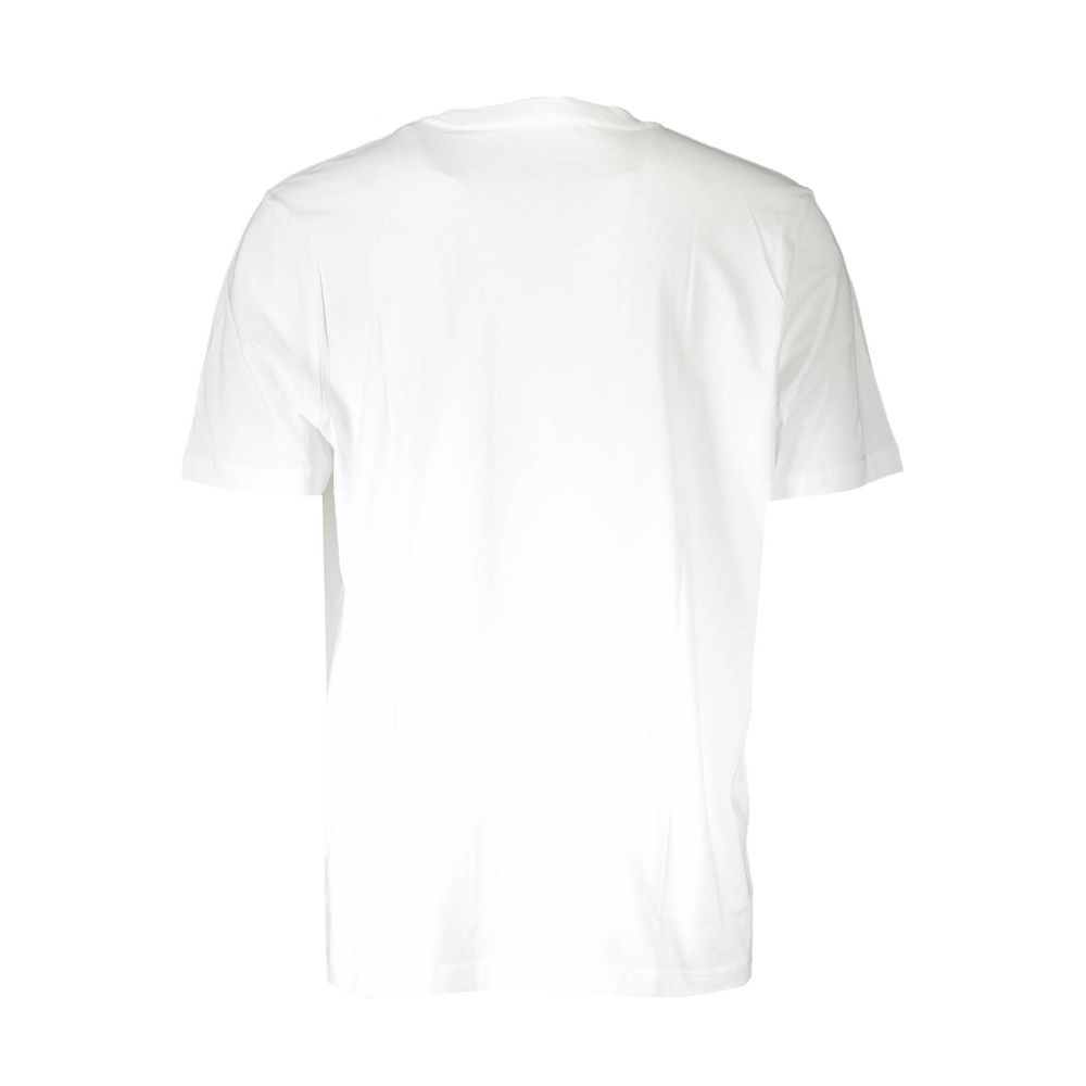 Back view of Diesel White Cotton Men T-Shirt showcasing minimalist design and premium fabric.