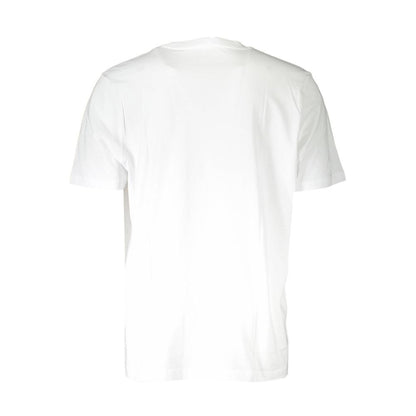 Back view of Diesel White Cotton Men T-Shirt showcasing minimalist design and premium fabric.