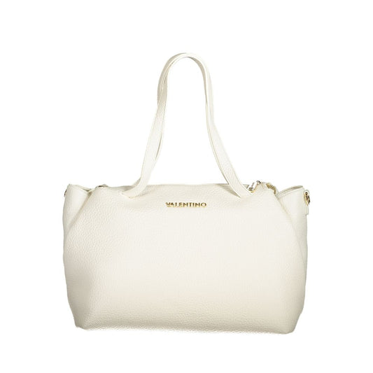 Mario Valentino White Polyethylene Women Handbag with dual handles and detachable strap.