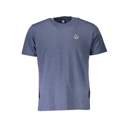 North Sails Blue Cotton Men T-Shirt with logo, short sleeve, crew neck design for casual wear