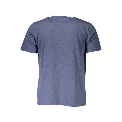 Back view of North Sails Blue Cotton Men T-Shirt with short sleeves and a classic crew neck design.