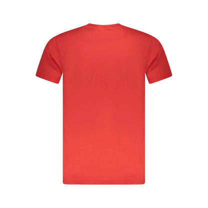 Cavalli Class Red Cotton Men T-Shirt, back view showcasing vibrant red color and soft cotton fabric.