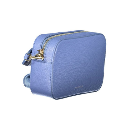 Coccinelle Light Blue Leather Women Handbag with adjustable strap and zip closure, showcasing elegance and versatility.