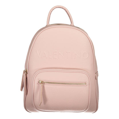Mario Valentino Pink Polyethylene Handbag with zip closure, external pocket, and logo; features adjustable straps and recycled materials.