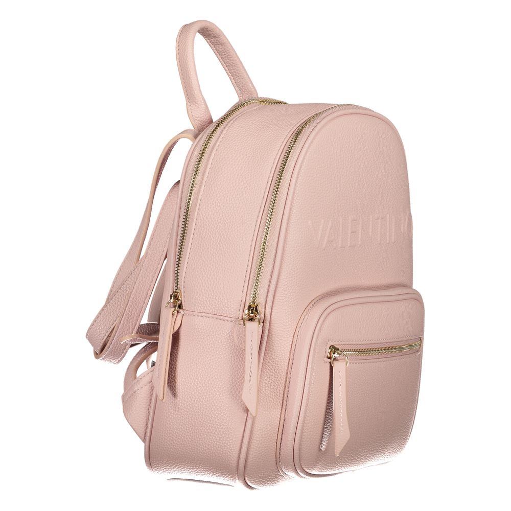 Mario Valentino Pink Polyethylene Handbag with logo, adjustable shoulder straps, and multiple pockets.