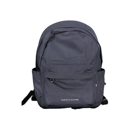 Tommy Hilfiger Blue Polyester Backpack with adjustable straps, external and internal pockets, and logo design.