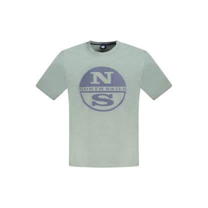 North Sails Green Cotton Men T-Shirt with logo and crew neck design.