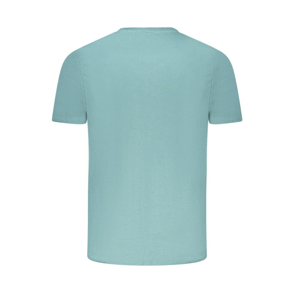 Back view of Lee Green Cotton Men T-Shirt showcasing short sleeves and regular fit design