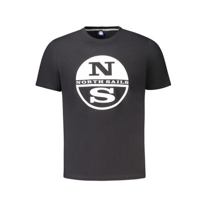 North Sails Black Cotton Men T-Shirt with crew neck and logo print