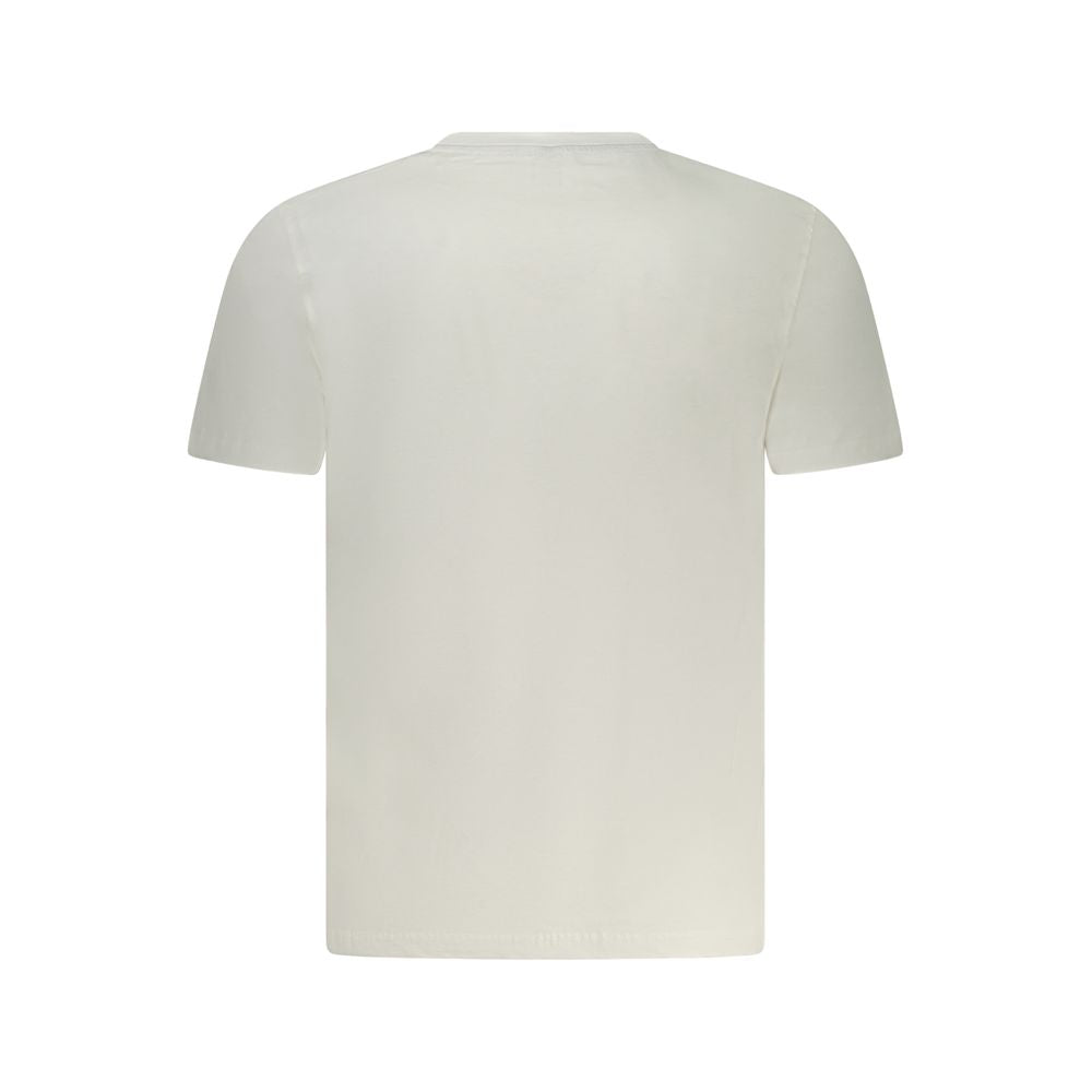 Back view of North Sails White Cotton Men T-Shirt featuring breathable cotton fabric and crew neck design.