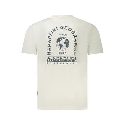 Back view of Napapijri White Cotton Men T-Shirt with logo print
