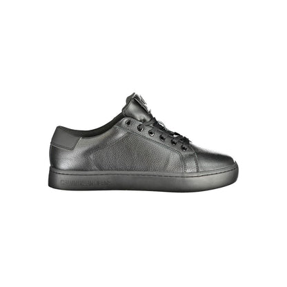 Calvin Klein Black Polyethylene Men Sneaker side view with iconic logo, removable footbed, and premium materials for ultimate comfort and style.