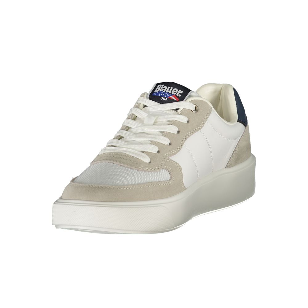 Blauer White Leather Men Sneaker featuring a stylish design and iconic logo, perfect for premium streetwear enthusiasts.