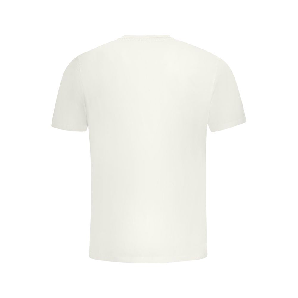 Back view of North Sails White Cotton Men T-Shirt showcasing simple design and premium fabric.