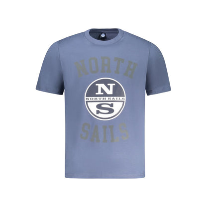 North Sails Blue Cotton Men T-Shirt with front logo print