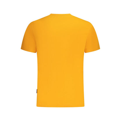 Back view of Napapijri Orange Cotton Men T-Shirt showcasing vibrant color and classic fit.