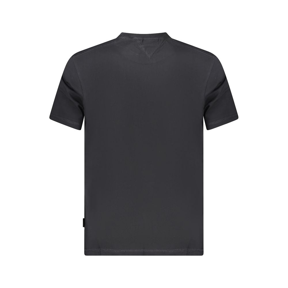 Napapijri Black Cotton Men T-Shirt featuring a sleek design with short sleeves and crew neck, made from organic cotton.