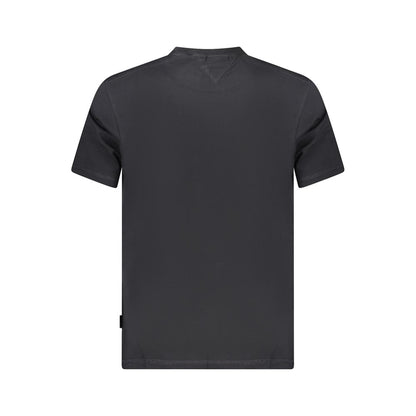 Napapijri Black Cotton Men T-Shirt featuring a sleek design with short sleeves and crew neck, made from organic cotton.