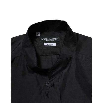 Dolce & Gabbana Dark Blue Silk MARTINI Men Formal Dress Shirt