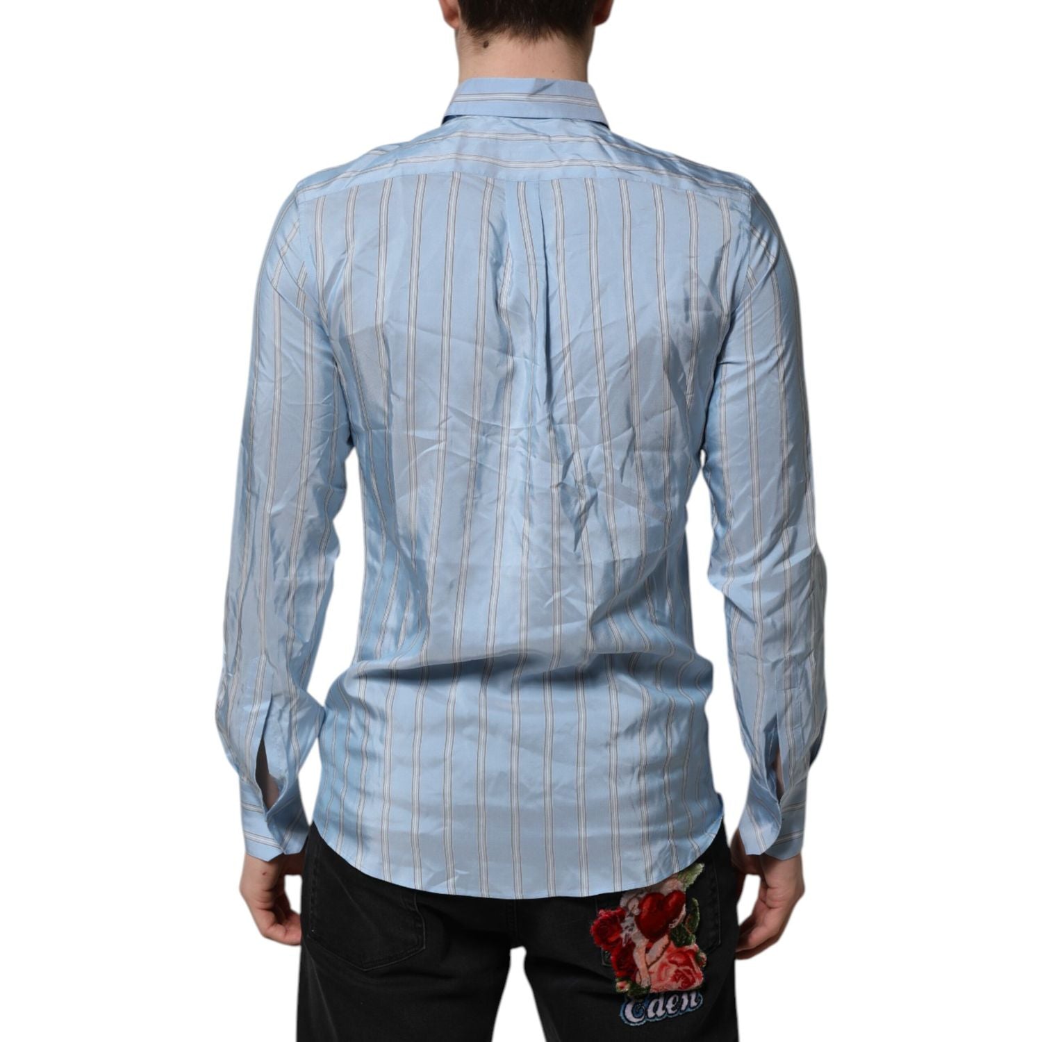 Dolce & Gabbana Blue Striped MARTINI Long Sleeves Dress Shirt