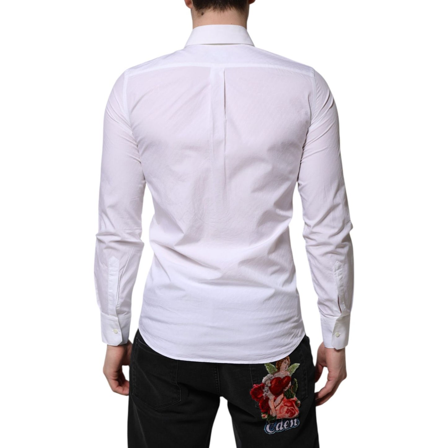Dolce & Gabbana White Cotton MARTINI Long Sleeve Dress Shirt
