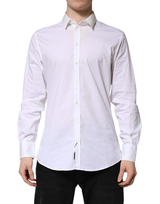Dolce & Gabbana White Cotton GOLD Long Sleeves Dress Shirt TSH906914-37