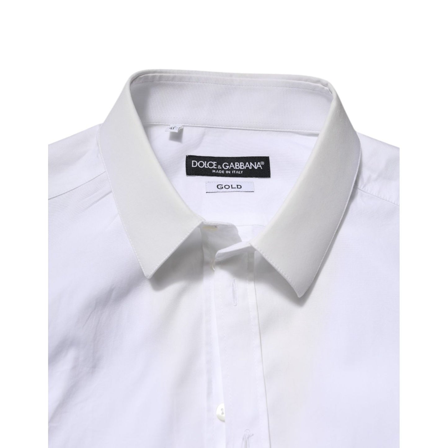 Dolce & Gabbana White Cotton GOLD Long Sleeves Dress Shirt