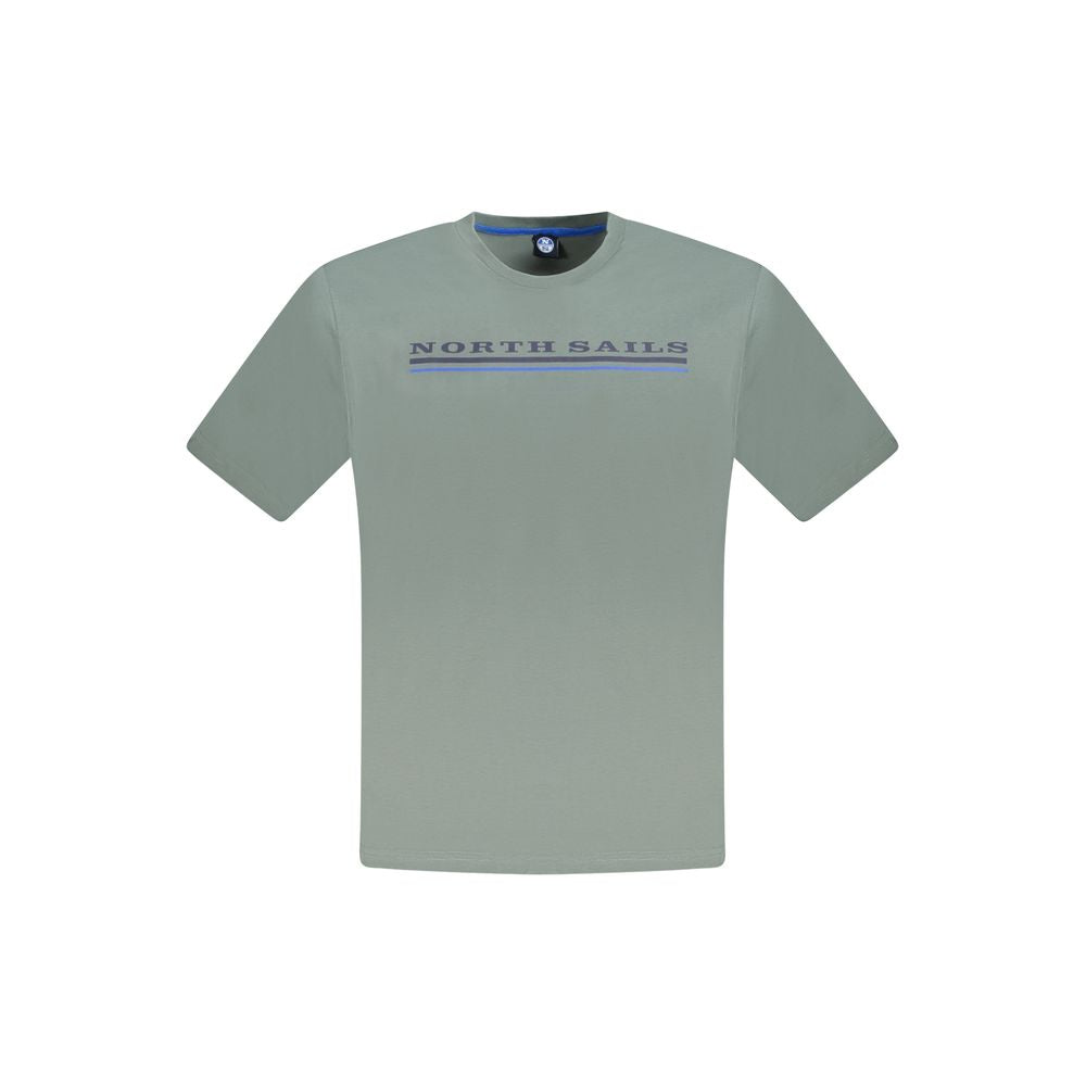 North Sails Green Cotton Men T-Shirt with logo, short sleeve, crew neck, nautical style