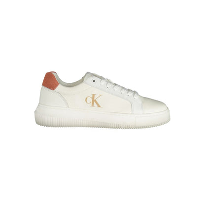Calvin Klein White Polyethylene Women Sneaker with pink accents and logo, combining sporty style with comfort and durability.
