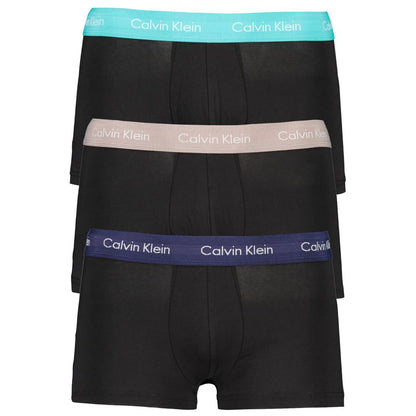 Calvin Klein Black Cotton Underwear tri-pack with elastic waistbands in assorted colors, featuring logo design.