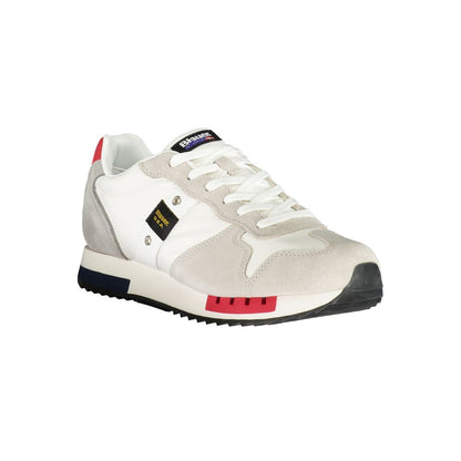 Blauer White Polyethylene Men Sneaker with contrasting details and iconic Blauer logo, featuring a removable footbed for ultimate comfort.