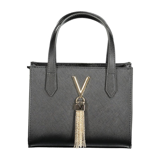Elegant Mario Valentino Black Polyethylene Women Handbag with tassel and dual handles