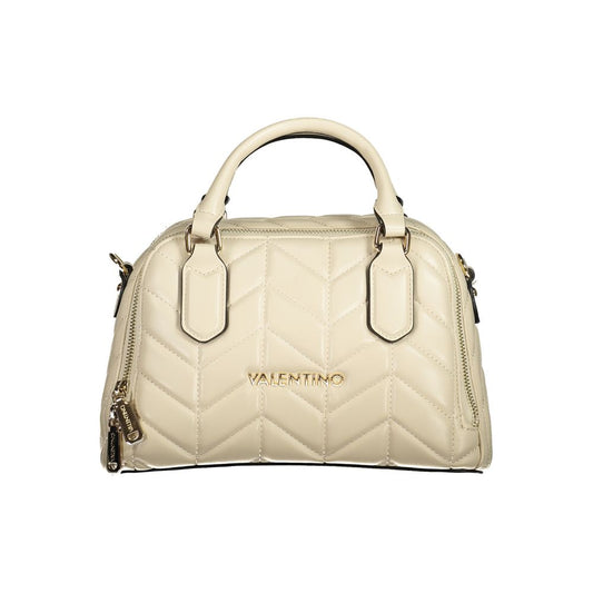 Mario Valentino Beige Polyethylene Women Handbag featuring quilted design and dual-compartment for organization and style.